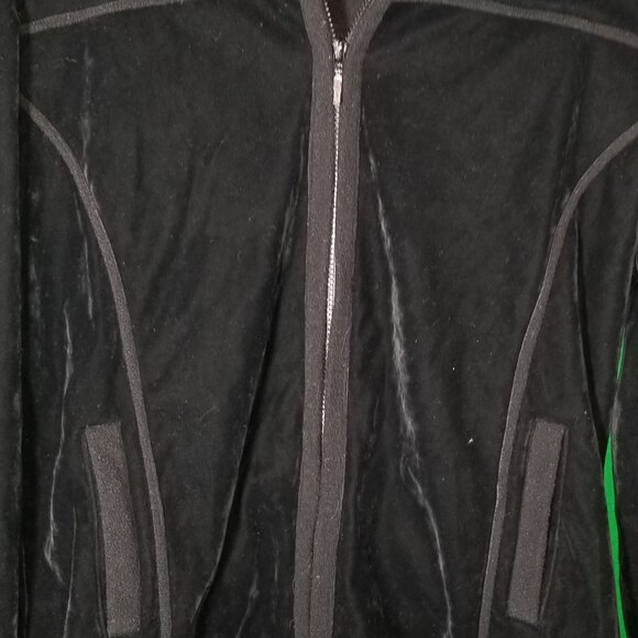 Che- Bella Women XXL Black Velour Zip Up Jacket Velvet Warm Y2K Piping Retro - Picture 3 of 5
